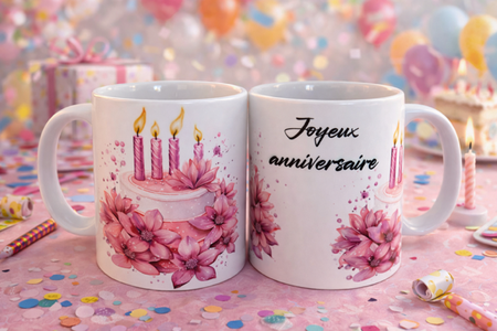 ☕ Mug blanc « Joyeux anniversaire »