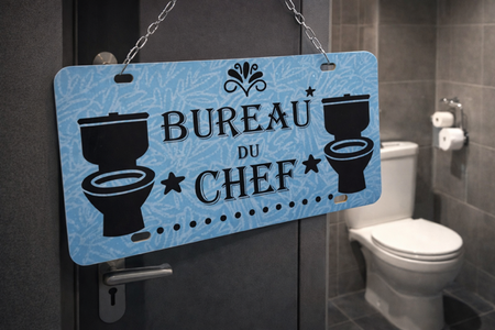 Plaque humoristique – “Bureau du chef” 🚽😄