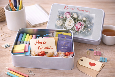Boîte de rangement personnalisée – “Merci Nounou” 💖☕