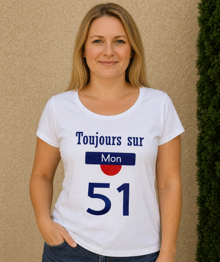 👕🍹 T-shirt femme « Toujours sur mon 51 » ✨