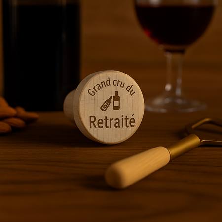 🍷 Bouchon de bouteille en liège « Grand cru du retraité »