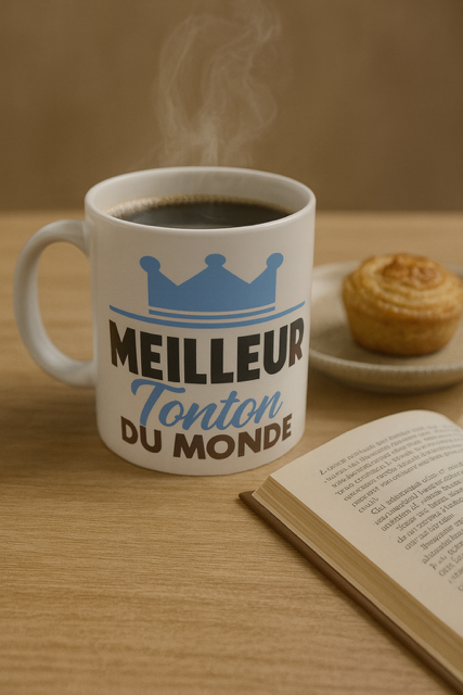 Mug blanc mat – “Meilleur tonton du monde” 