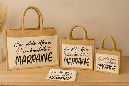 Sac en toile de jute – Les petites affaires d’une formidable marraine