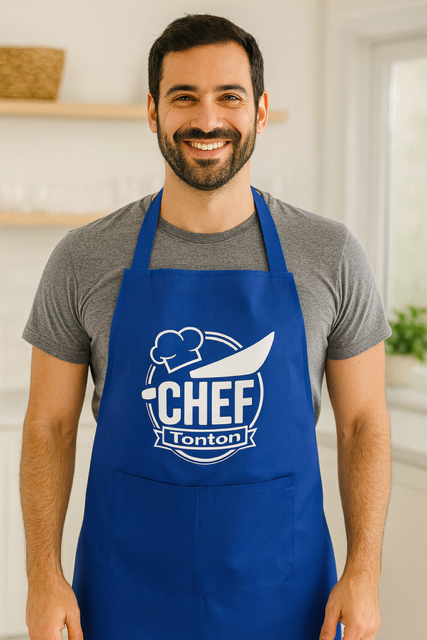👨‍🍳 Tablier “Chef Tonton” – Le maître des fourneaux (ou du barbecue qui flambe un peu trop)
