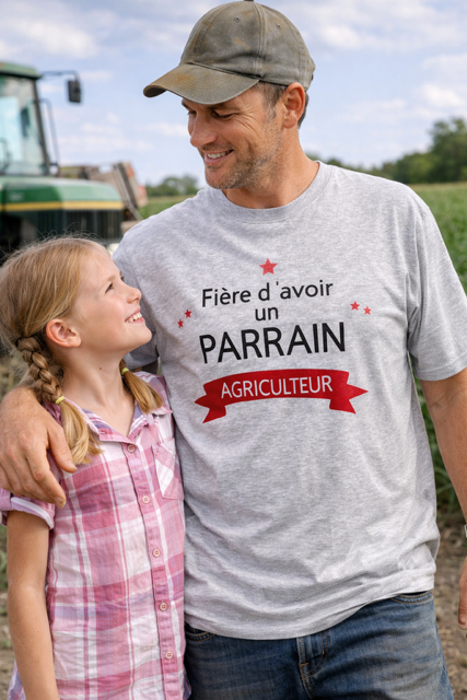 👕 T-shirt homme « Fier d’avoir un parrain agriculteur »