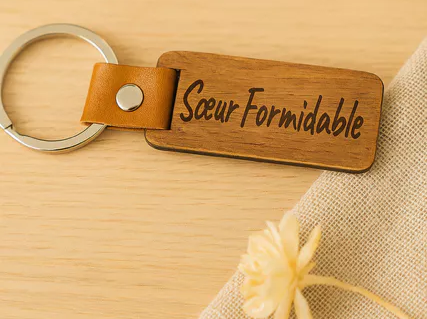 🗝️ Porte-clés en bois « Sœur formidable »