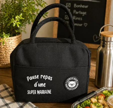 👜 Lunch Bag Isotherme – « Pause repas d’une super marraine »