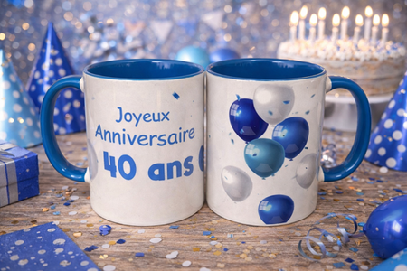 ☕ Mug blanc « Joyeux anniversaire 40 ans » - model 2