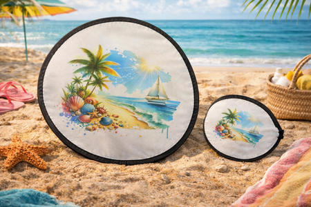 🌸 Éventail pliant – Plage & Bateau