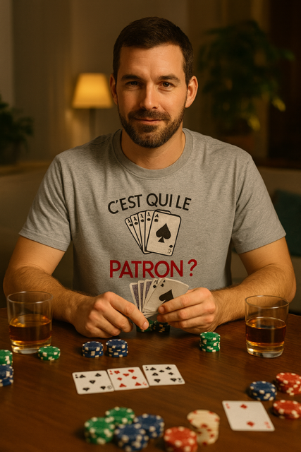 ♠️♥️ T-shirt homme  « C’est qui le patron ? » – Spécial joueur de cartes 🃏