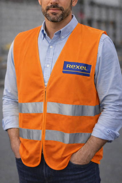 gilet orange de sécurité devant personnalisé avec logo