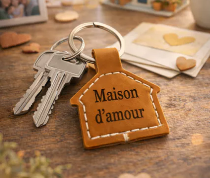 porte cles maison " maison d'amour"