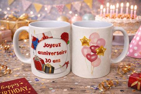 ☕ Mug blanc « Joyeux anniversaire 30 ans »