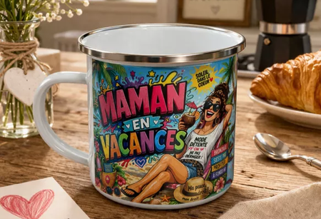 ☕ Mug acier « Maman en vacances »