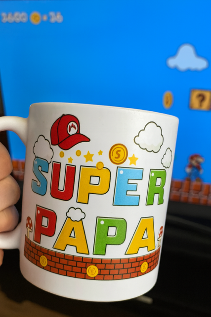 ☕ Mug blanc mat « Super Papa » – Version Mario Bros