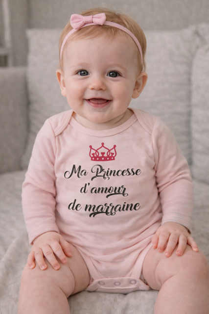👶 Body bébé « Ma princesse d’amour de marraine »