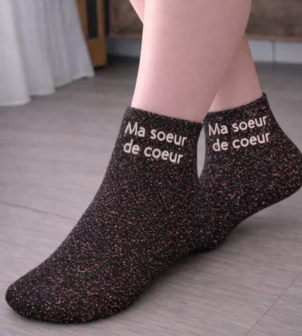 ✨ Chaussettes à paillettes – Ma sœur de cœur ✨