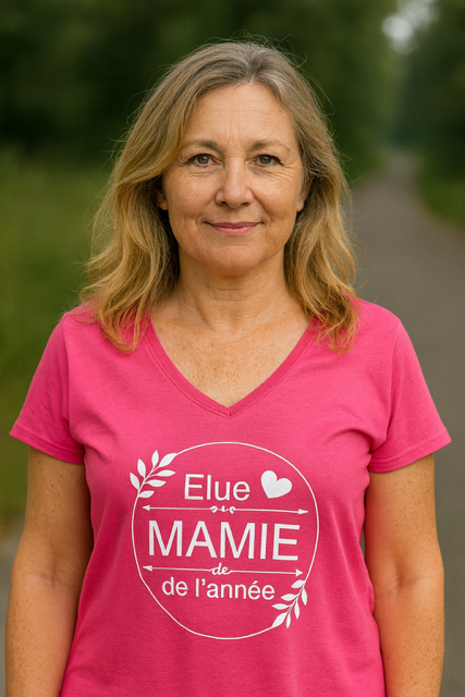 🏆 T-shirt  femme « Élue Mamie de l’année »