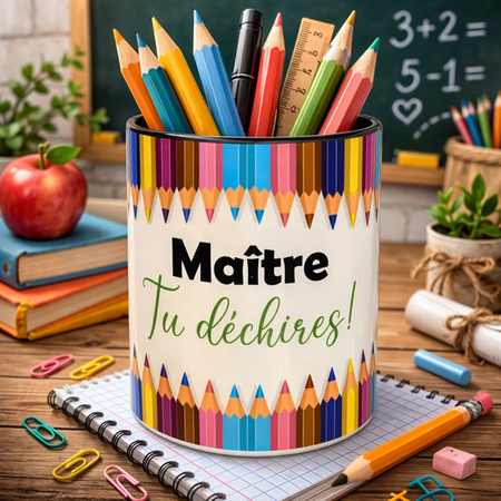 Pot à crayons – “Maître, tu déchires” ✏️😎