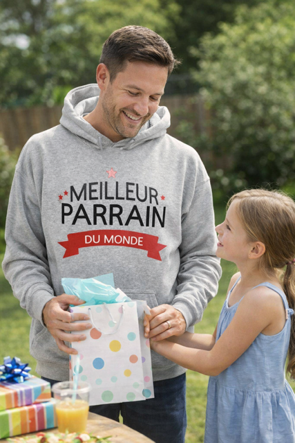  Sweat à capuche homme « Meilleur parrain du monde » 