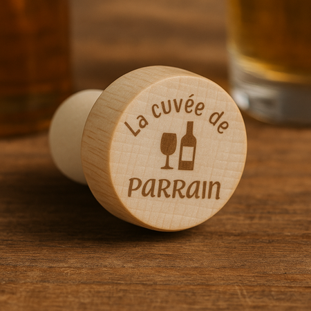 🍾 Bouchon de bouteille en liège « La cuvée de parrain »