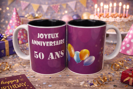 ☕ Mug blanc « Joyeux anniversaire 50 ans » - model 2