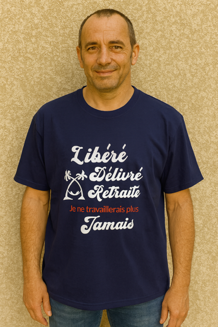 T-shirt homme "Libéré, délivré, retraite : je ne travaillerai plus jamais" 