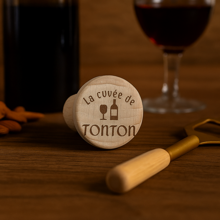 🍾 Bouchon de bouteille en liège « La cuvée de Tonton »