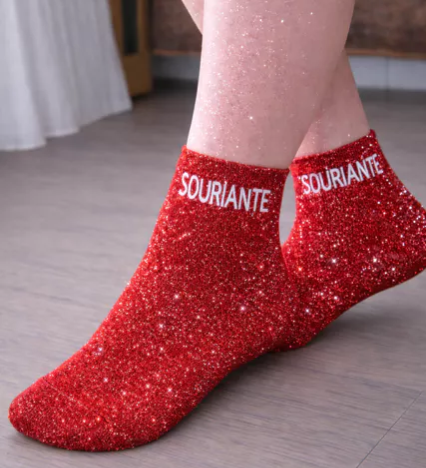 Chaussettes à paillettes « Souriante » 