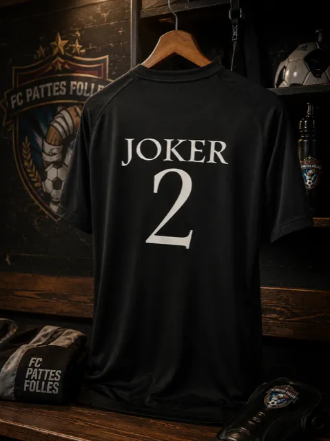 Maillot noir antitranspirant avec personnalisation dans le dos nom + numéro equipe des pattes folles