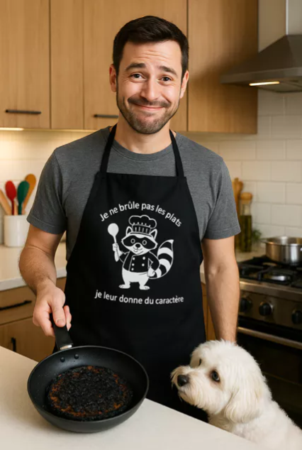 Tablier – “Je ne brûle pas les plats, je leur donne du caractère”