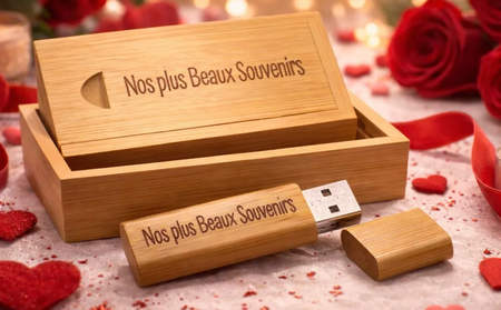   💘 Coffret bois  bambou – Clé USB 64 Go + boîtier 💘