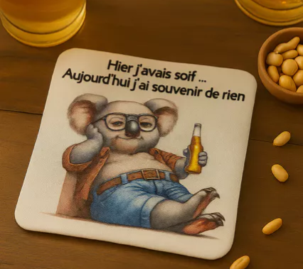 🍻 Dessous de verre – “Hier j’avais soif… Aujourd’hui je me souviens de rien” 🥴