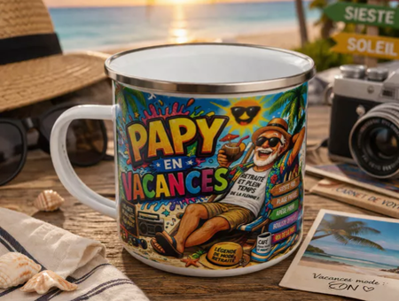 ☕ Mug acier « Papy en vacances »