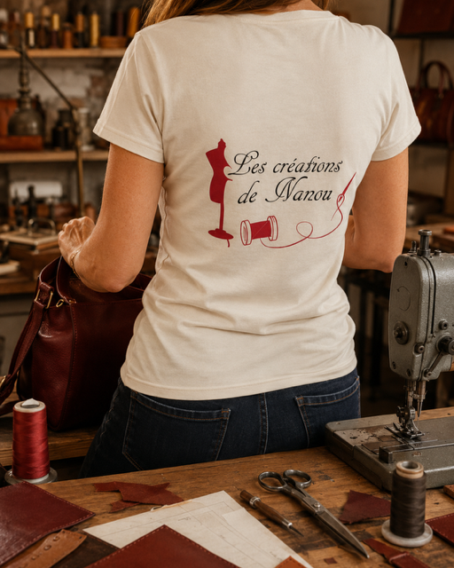 t shirt col v famme blanc logo dans le dos