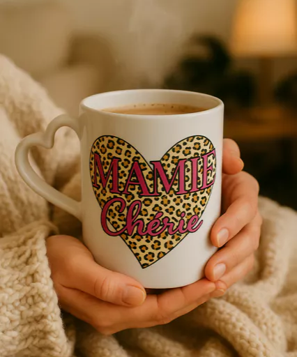 Mug anse cœur – Mamie chérie