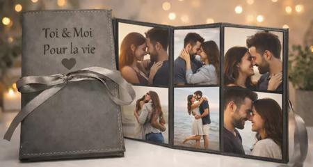 cadre photo pliable en simili cuir  personnalisé – L’amour bien gardé