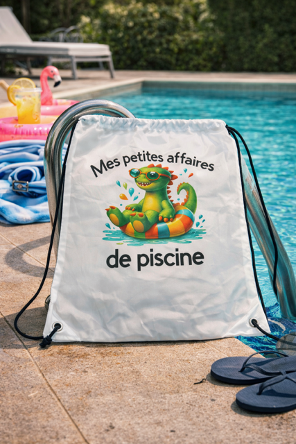 Sac   à dos – Mes petites affaires de piscine 🦖 dessin dinosaure