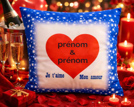 coussin spécial Saint Valentin personnalisé avec les deux prénoms 💕 