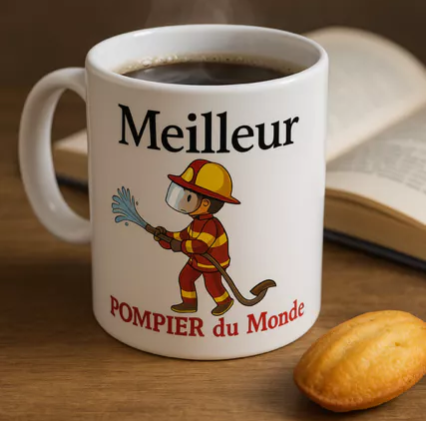 Mug Blanc Mat – “Meilleur Pompier du Monde”