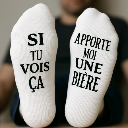 chaussette de sport "si  tu vois ça apporte moi une bière"