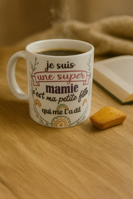 ☕ Mug blanc mat « Je suis une super mamie, c’est ma petite fille qui me l’a dit »