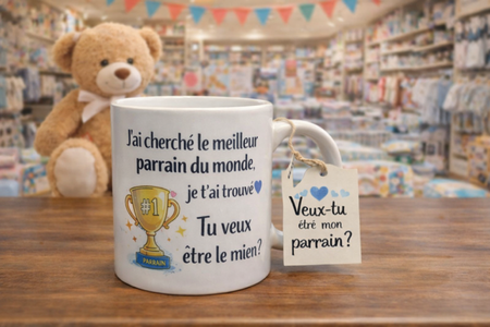 ☕ Mug blanc « J’ai cherché le meilleur parrain du monde… je t’ai trouvé. Tu veux être le mien ? »