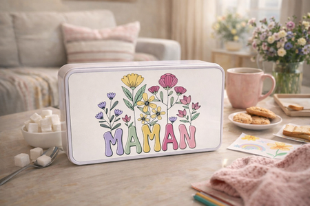 Boîte métal personnalisée – “Maman” 👩‍👧💖