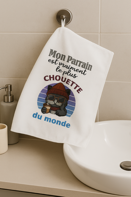 Essuie-mains “Mon parrain est vraiment le plus chouette” 