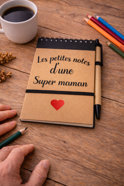 Carnet + stylo – Les petites notes d’une super maman