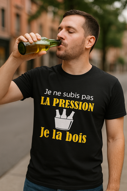 T-shirt homme "Je ne subis pas la pression, je la bois" 